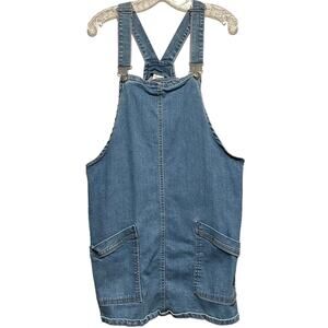 NOBO No Boundaries XXL Bib Overall Dress Blue Denim Jumper Pockets Boho